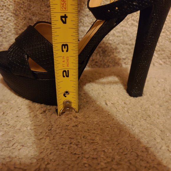 Black Colin Stuart Snake Print Platform Heels - Women's size 7 - Picture 2 of 10
